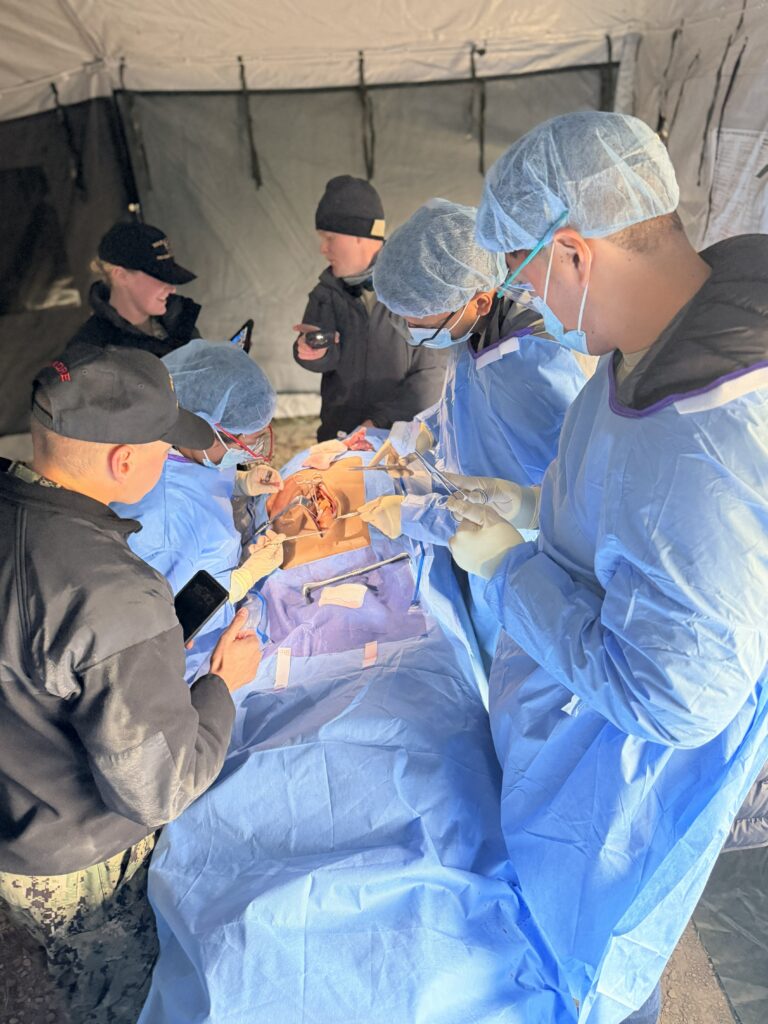RVU students perform a simulated surgery.